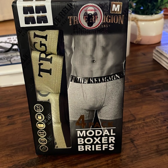 True Religion ALL BLACK MODAL Boxer Briefs MEDIUM - Picture 1 of 7